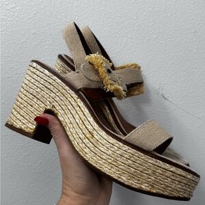 Lucky Brand Tan Espadrille Wedge Sandals